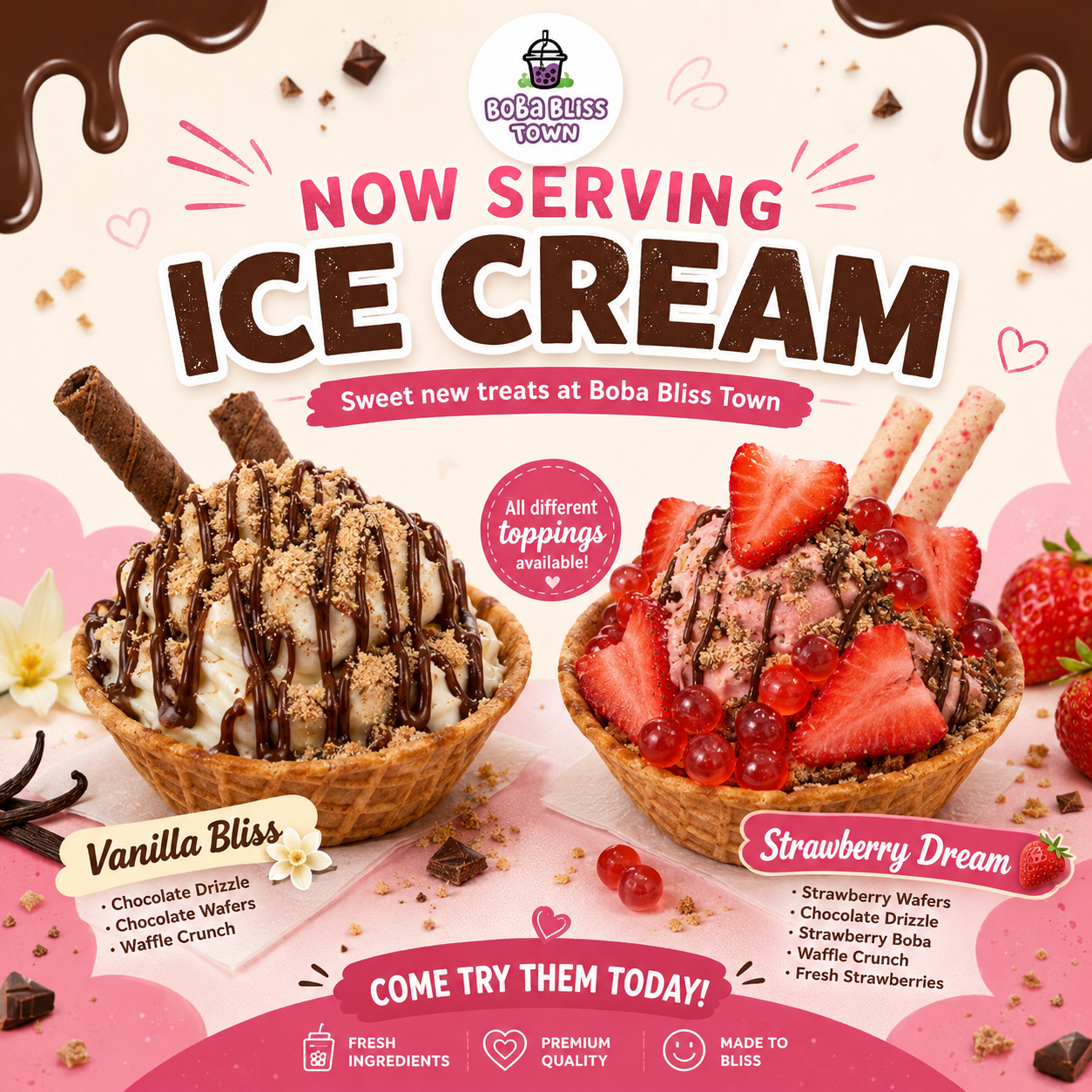 Now Serving Ice Cream at Boba Bliss Town